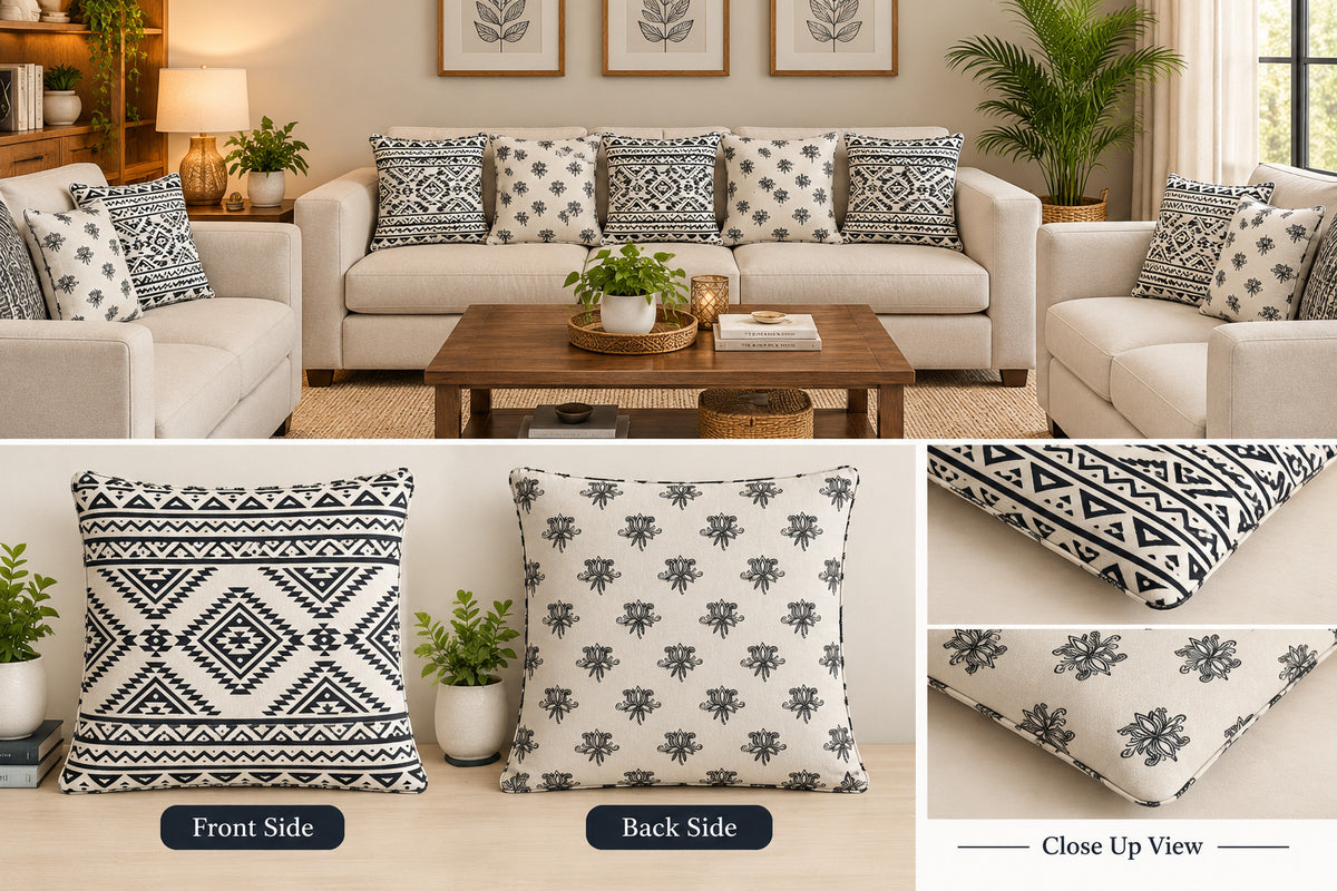 Printed Cotton Cushion Cover – Design 2, 18 x 18 Inch-Printed Cotton Cushion Cover – Design 2, 18 x 18 Inch